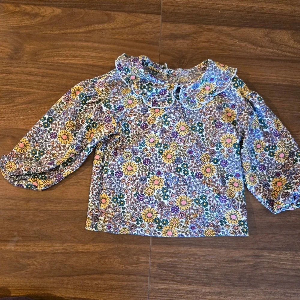 Matalan Girls Purple Corduroy Pinafore Dress and‎ Floral Top Set 2-3 Years